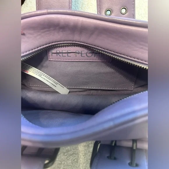 NWOT Free People, Say Yes Leather Bag, In Purple - Picture 5 of 6
